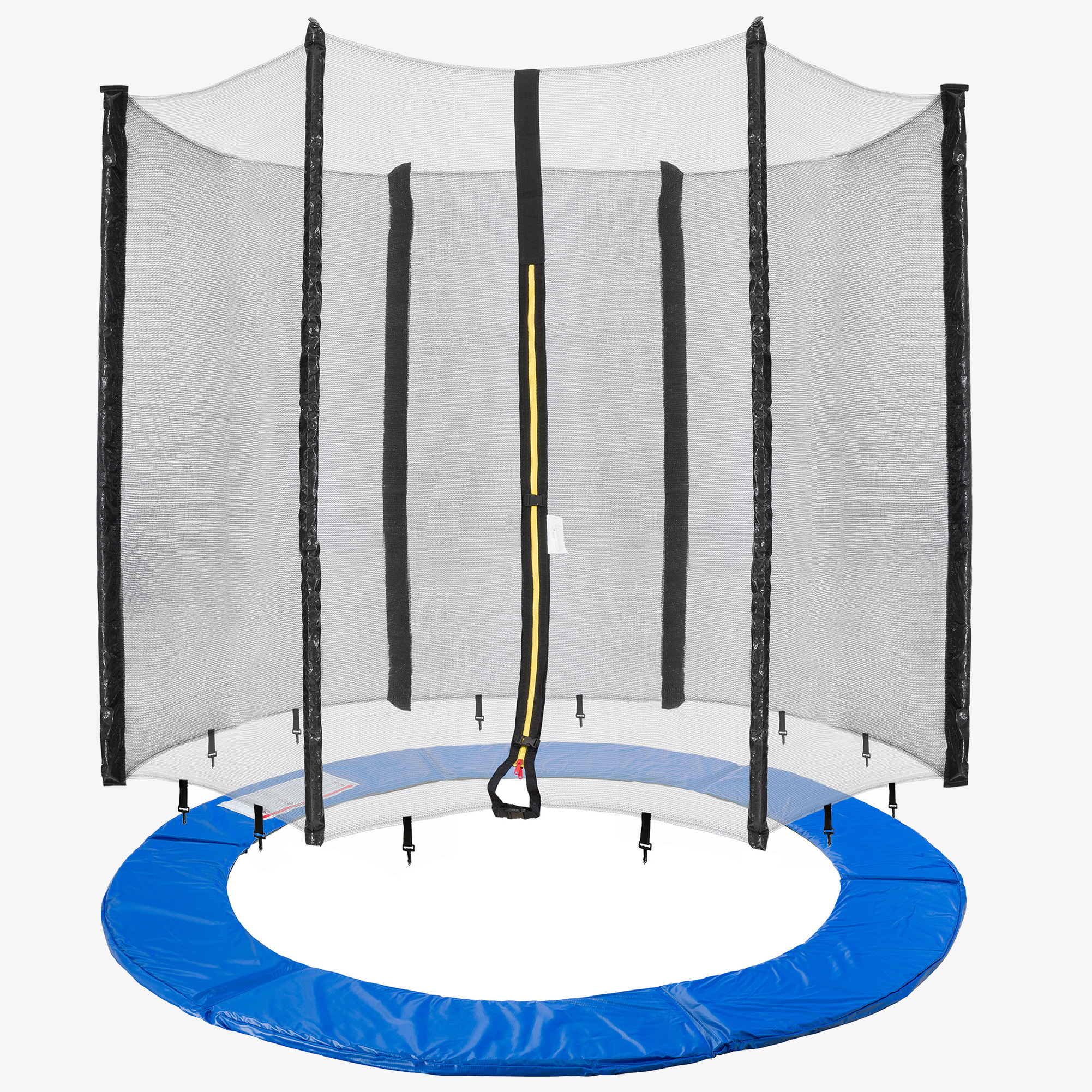 Arebos Set Randafdekking Blauw & Net voor 6 Stokken & Trampoline Ø 244cm - Weerbestendig