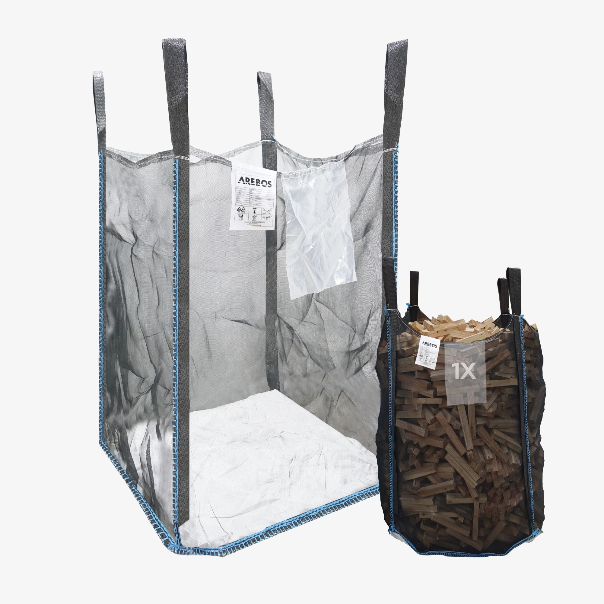 Arebos 1x Premium houten zak 100 x 100 x 160 cm Stevige & scheurbestendige brandhoutzak voor brandhout laadvermogen 1500 kg