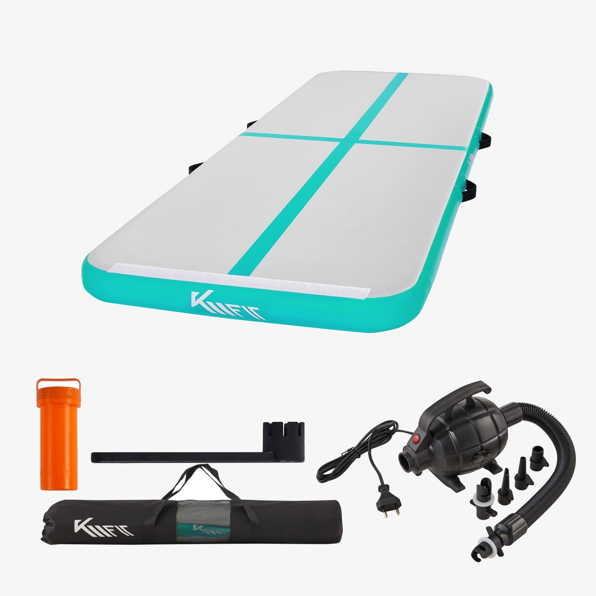 KM-Fit Aitrack opblaasbare turnmat 5m - 500 x 100 x 10 cm - Drop-Stitch incl. elektrische pomp