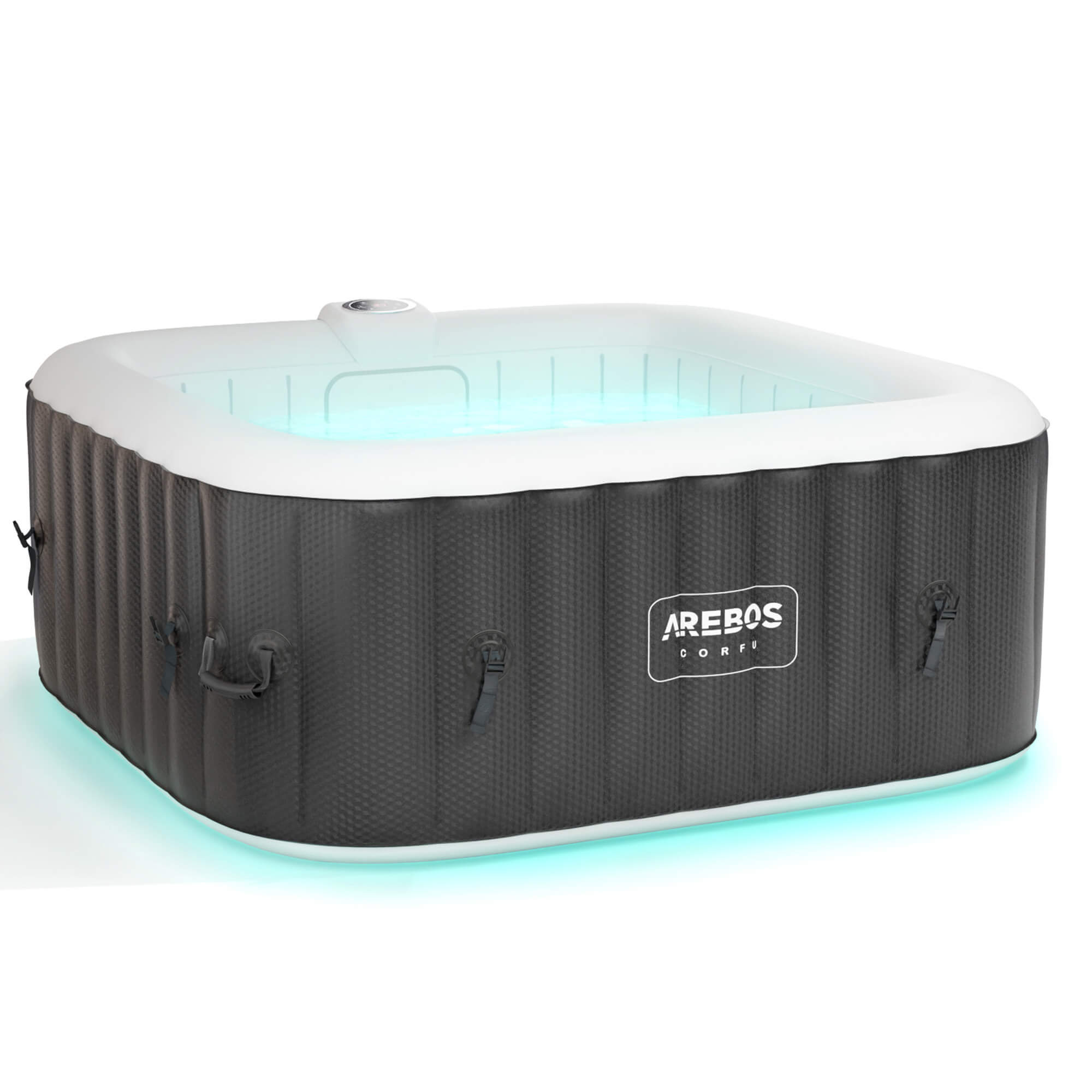 Arebos whirlpool Corfu met LED-verlichting | opblaasbaar | binnen & buiten | 154x114cm | 4 personen | verwarming | afdekking