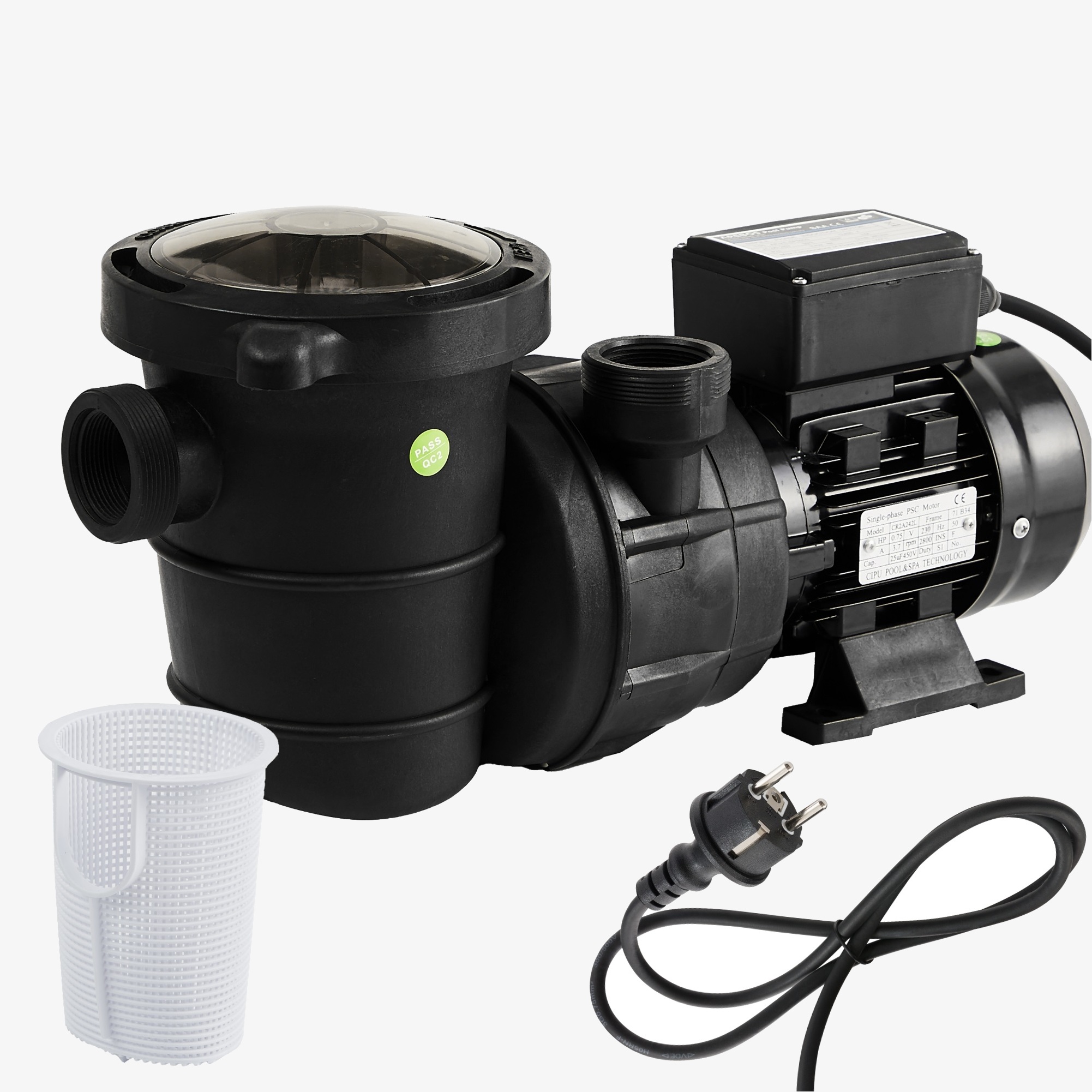 Arebos zwembadpomp zwembad 600W, debiet 15900l/h, opvoerhoogte 8m, Maximale druk 0,8 bar