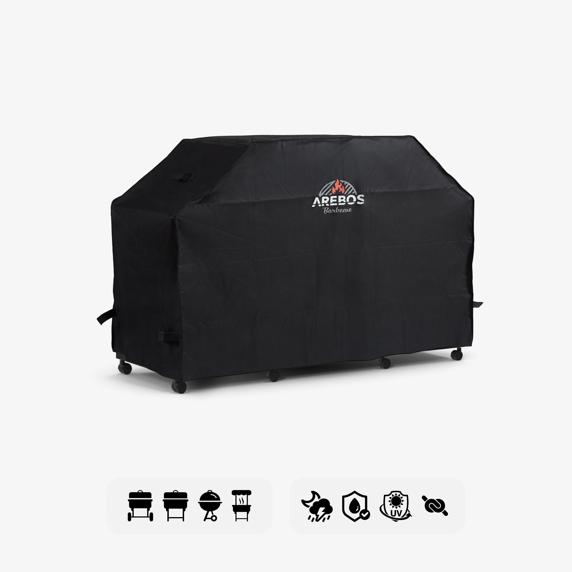 Arebos Universele BBQ-barbecuehoes 147 x 61 x 122 cm, 600D Oxford stof Anti-UV coating Weerbestendig