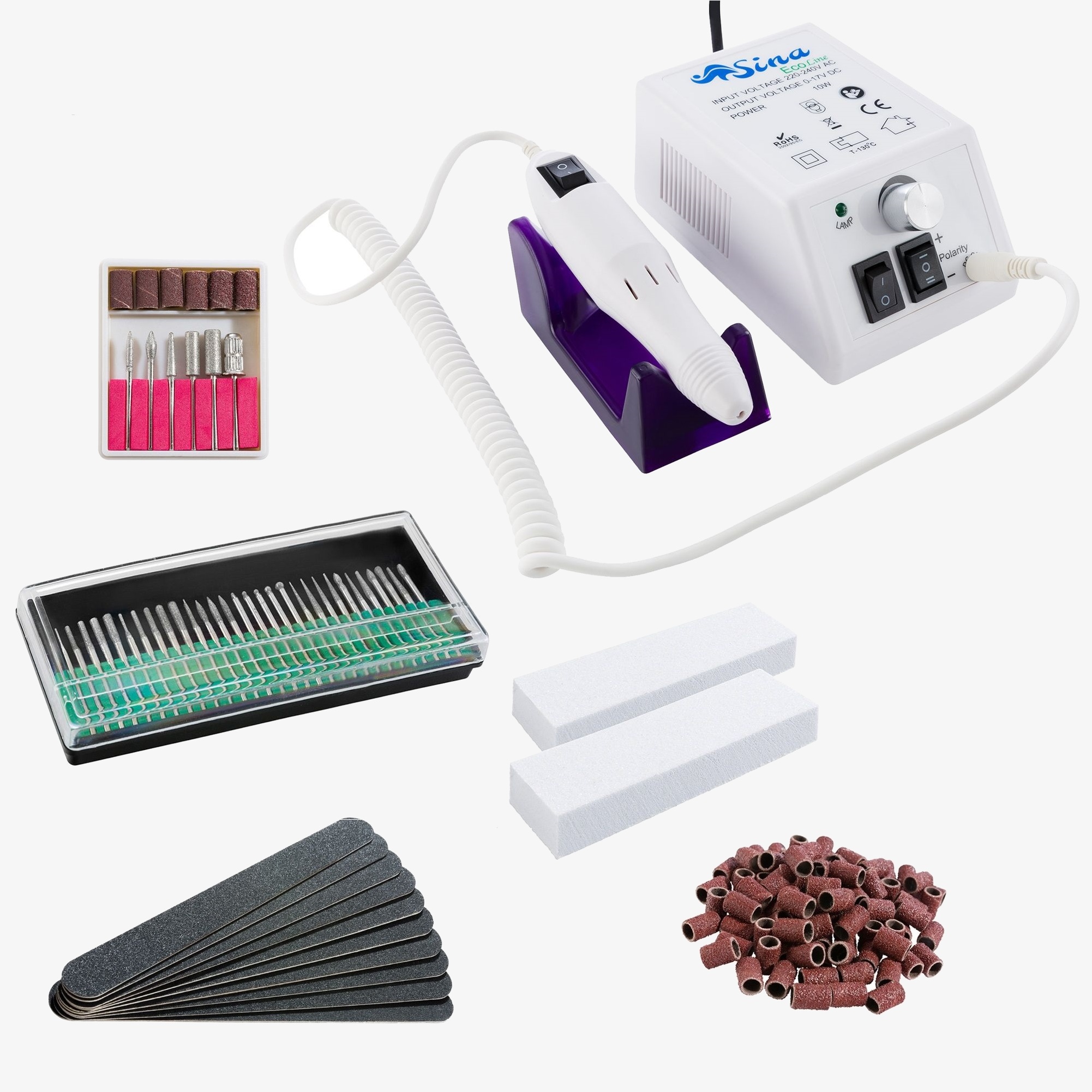 SINA Elektrische Nagelfrees Set Nagelvijl, incl.159 toebehoren, 20.000 toeren per minuut - Wit