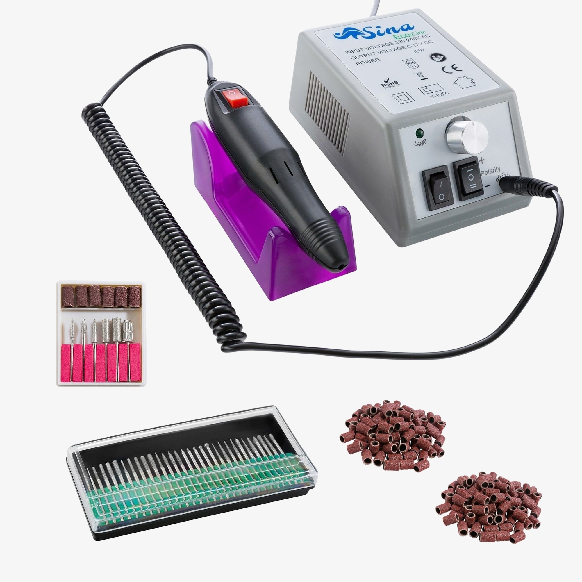 SINA Elektrische Nagelfrees Set, Vijl, met Accessoires, Gel, Acryl & Natuurlijke Nagels - Zwart