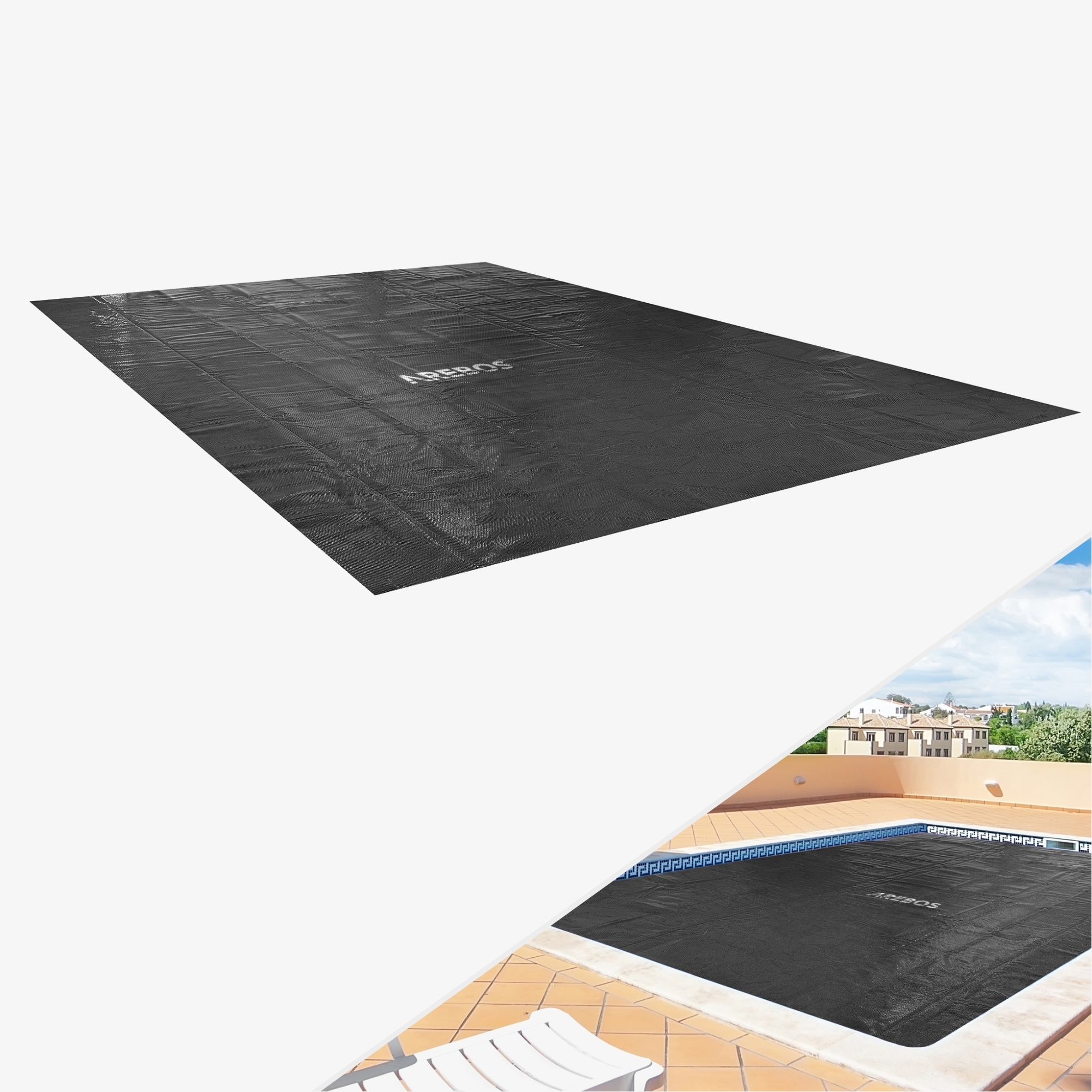 Arebos Pool Solar Foil/Cover - Solar Cover rechthoekig 4,5 x 2,2 m, Dikte 120μm, kan op maat gesneden worden