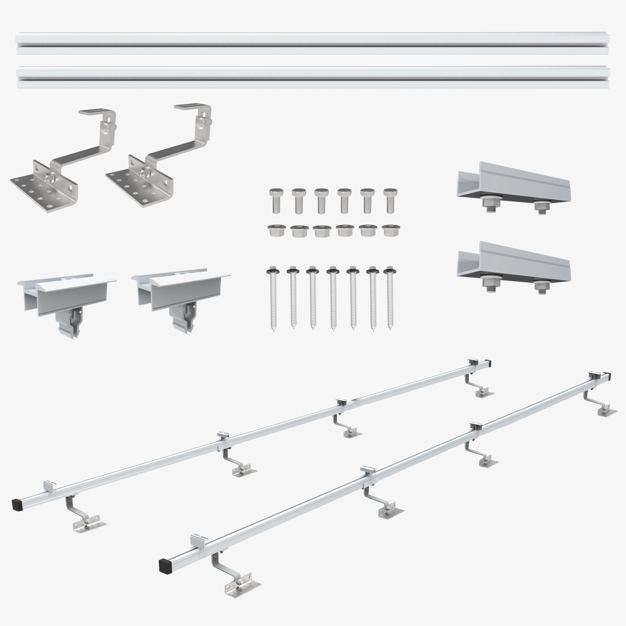 Nuasol Dakpannen montageset - uitbreidingsset 1 module , incl. dakhaak, aluminium profiel, tot 115cm