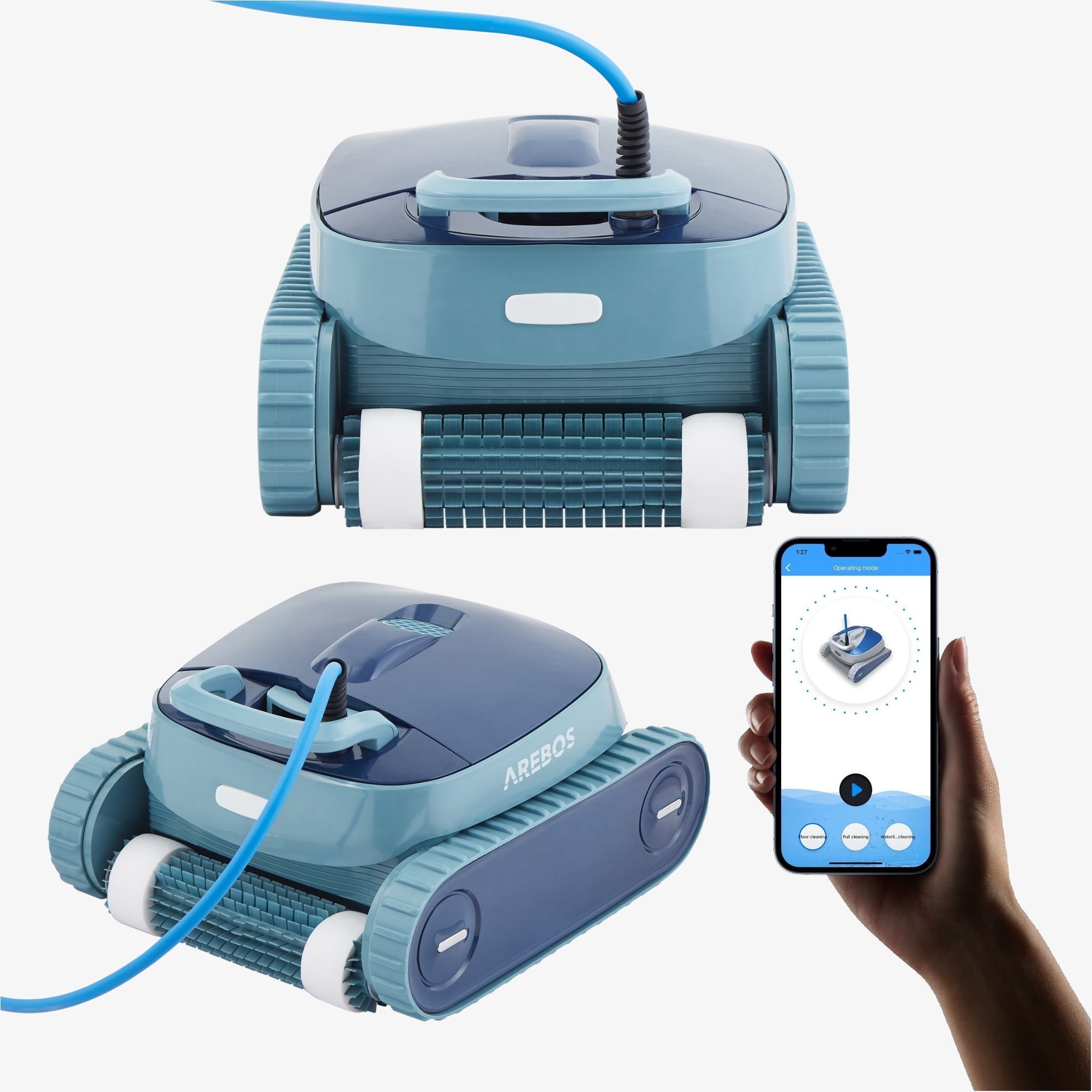 Arebos AREBOS zwembadrobot Poolrunner zwembadstofzuiger zwembadrobot volautomatisch met APP