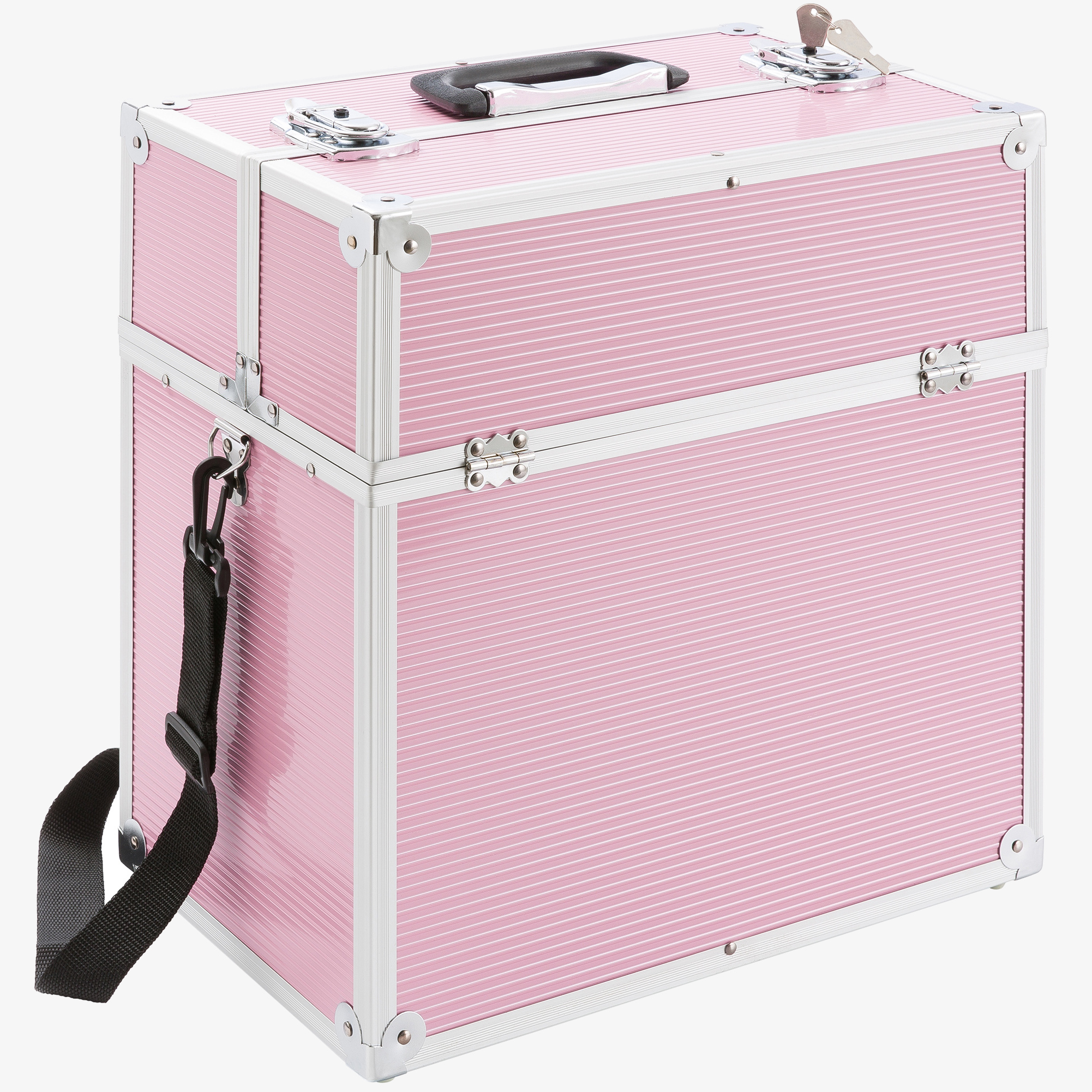 Arebos Beautycase 26l - aluminium, 13 vakken, fluwelen inleg, incl.slot & riem
