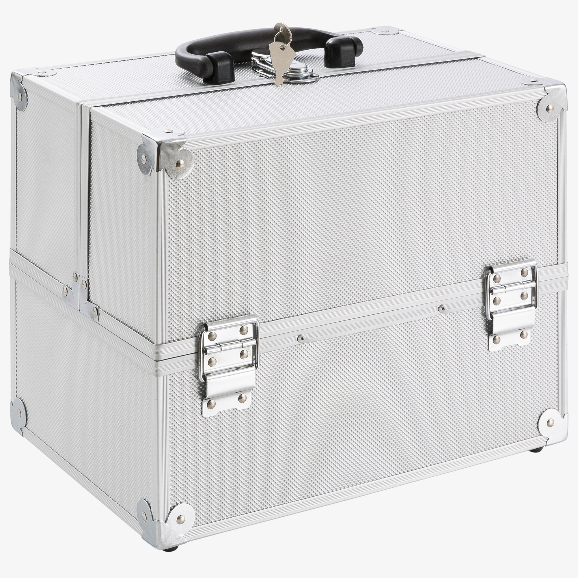 Arebos Beautycase Velvet cosmeticakoffer 15l - aluminium, 5 vakken, fluwelen inleg, incl.slot