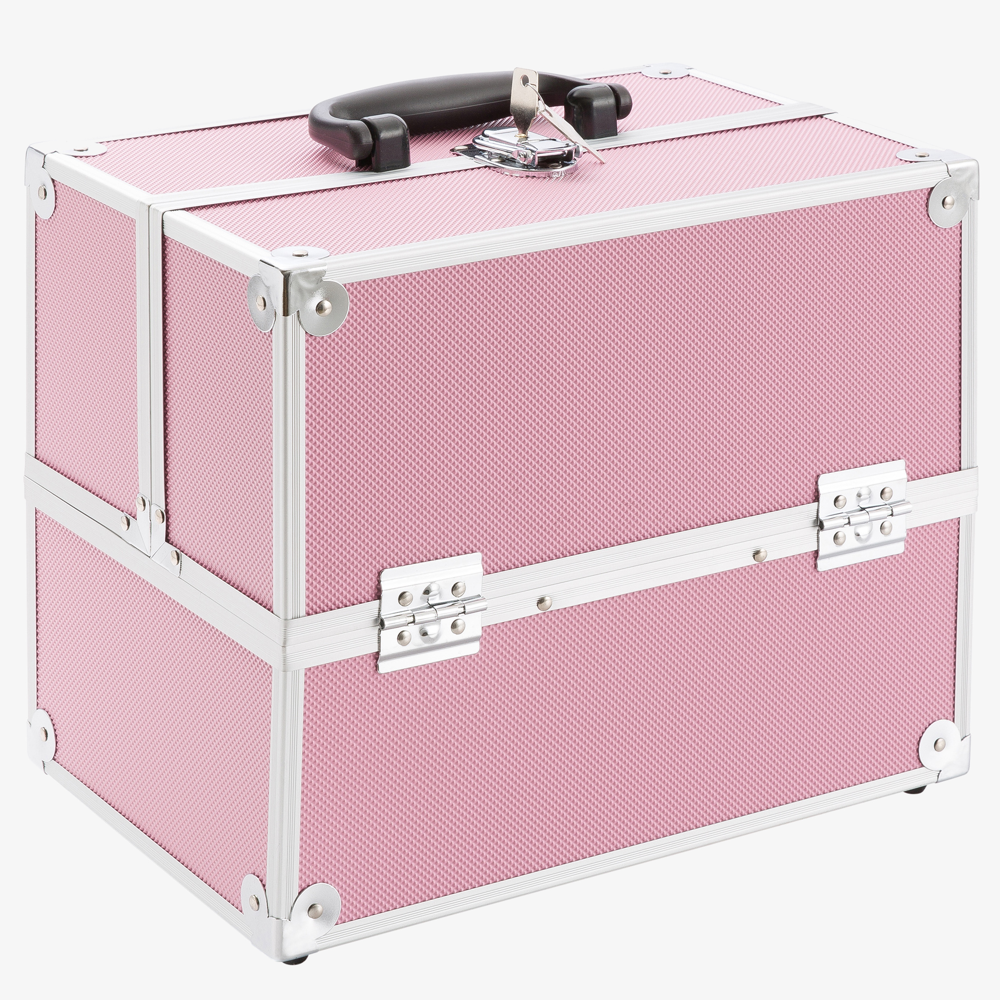 Arebos Beautycase Velvet cosmeticakoffer 15l - aluminium, 5 vakken, fluwelen inleg, incl.slot