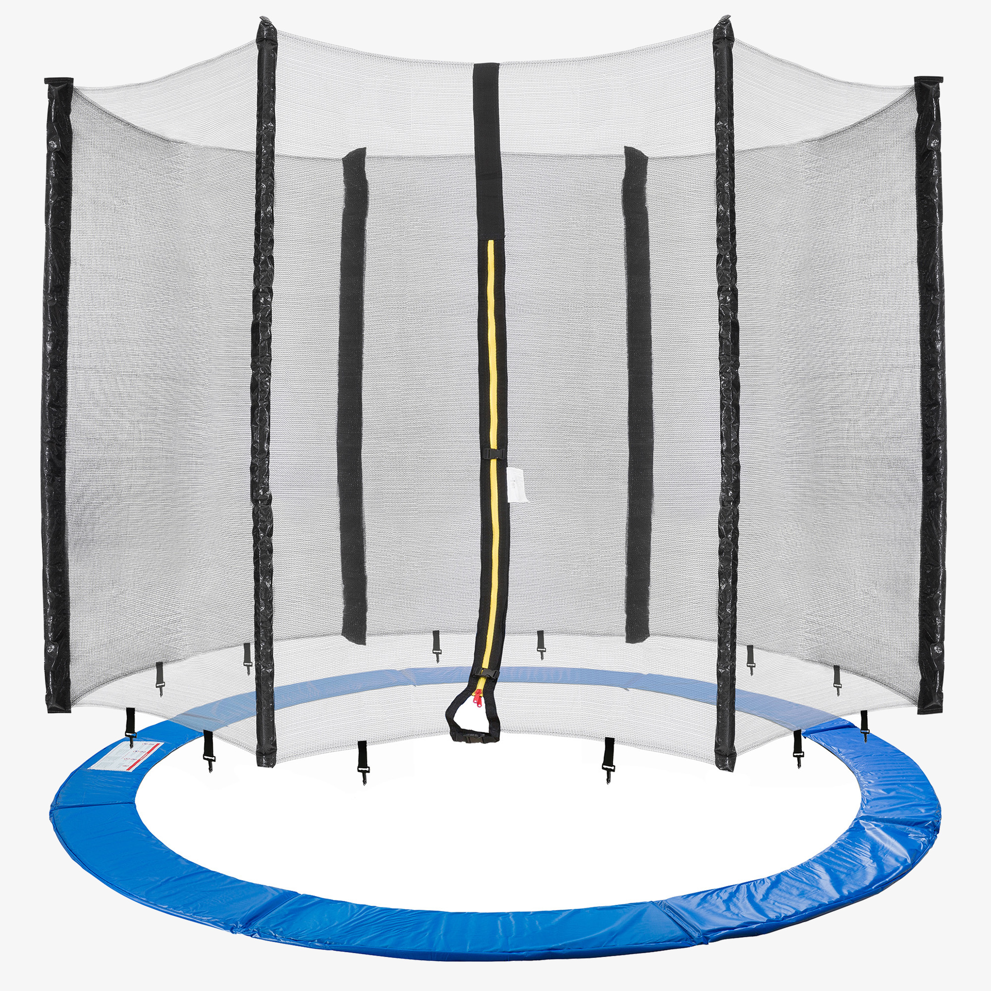 Arebos Set Randafdekking Blauw & Net voor 6 Stokken & Trampoline Ø 305cm - Weerbestendig