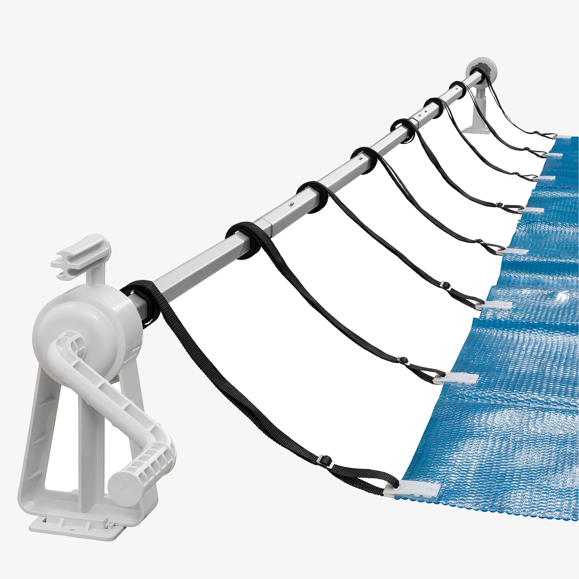 Arebos Oprolsysteem voor zonne- & zwembadzeilen, mobiel, lengte 1,05-6,15m, incl.bevestiging