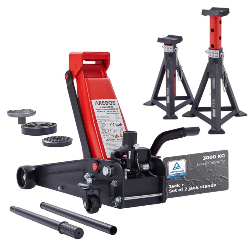 Manoeuvreerkrik 3T met voetpedaal + 2 st. Steunbokken 3T