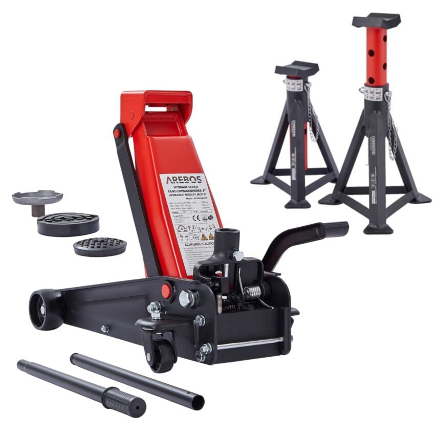 Manoeuvreerkrik 3T met voetpedaal + 2 st. Steunbokken 3T