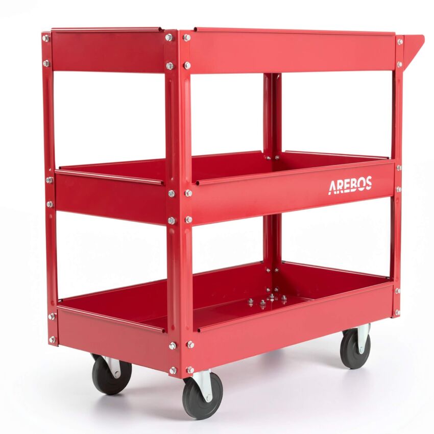 Werkplaatswagen met 3 vakken rood