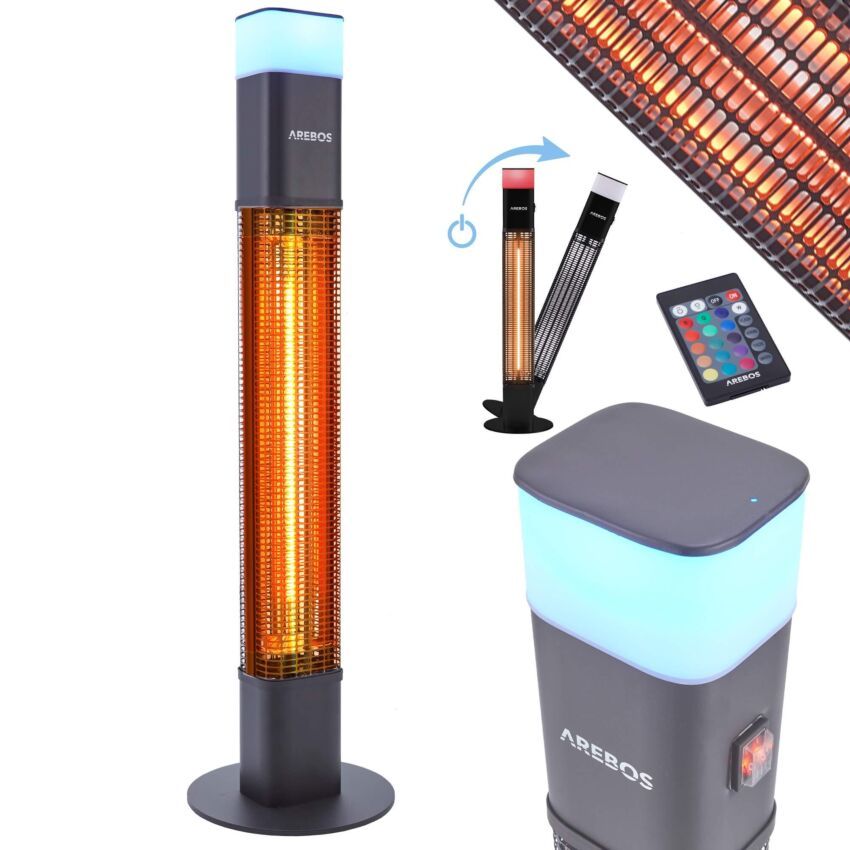 Terrasstraler 1500W incl. LED Zwart