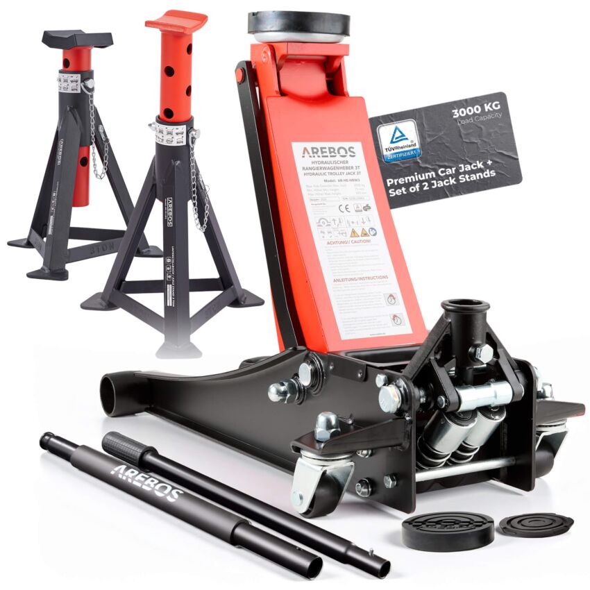 Autokrik met 2 rubber pads en 2 steunblokken