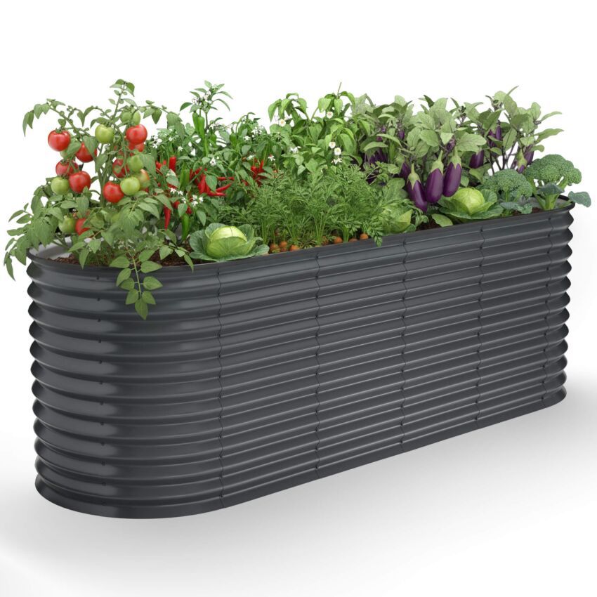 Metalen verhoogde plantenbak 240 × 80 × 78 cm ovaal