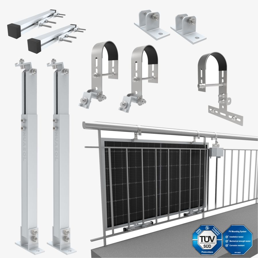 NuaSol - Balkon terreinbeugel rond voor één zonnepaneel