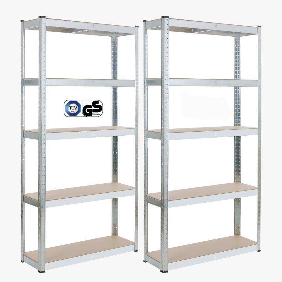 2x Rek voor zware lasten 180 x 90 x 30 cm 875 kg - zilver