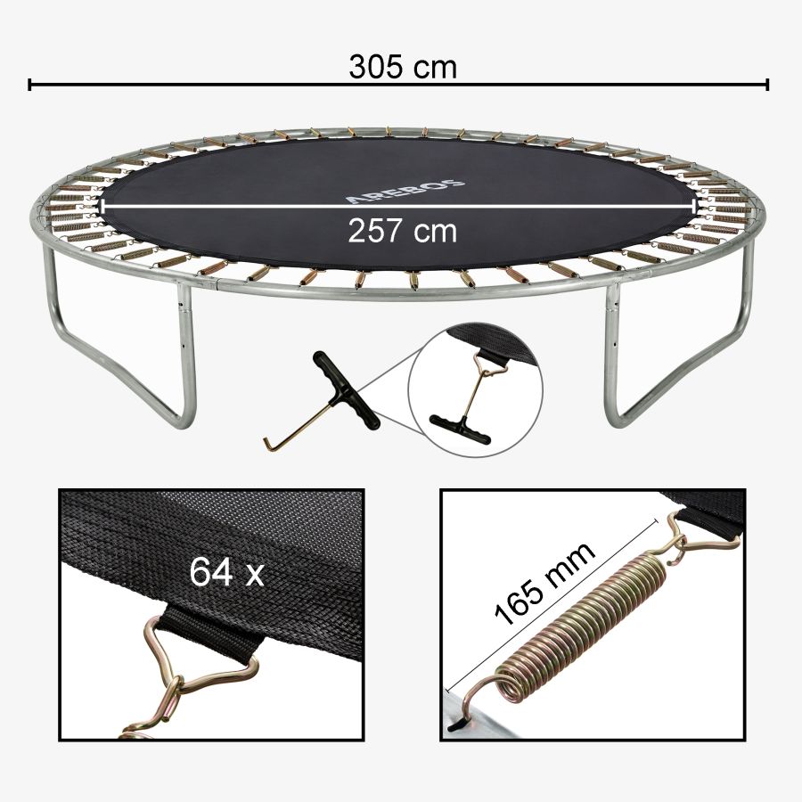 Trampoline springmat 305 cm 64 ogen 165 mm
