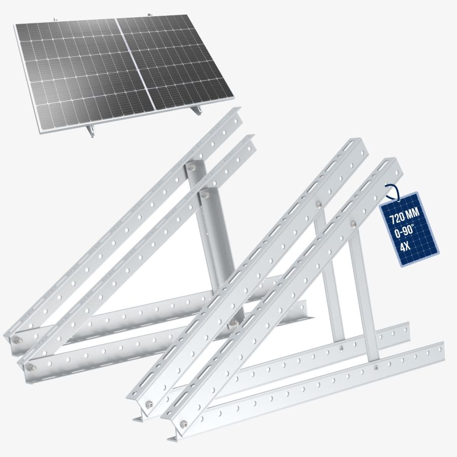 NuaSol - Verstelbare zonnepaneelbevestiging 720mm Set van 2 zilver