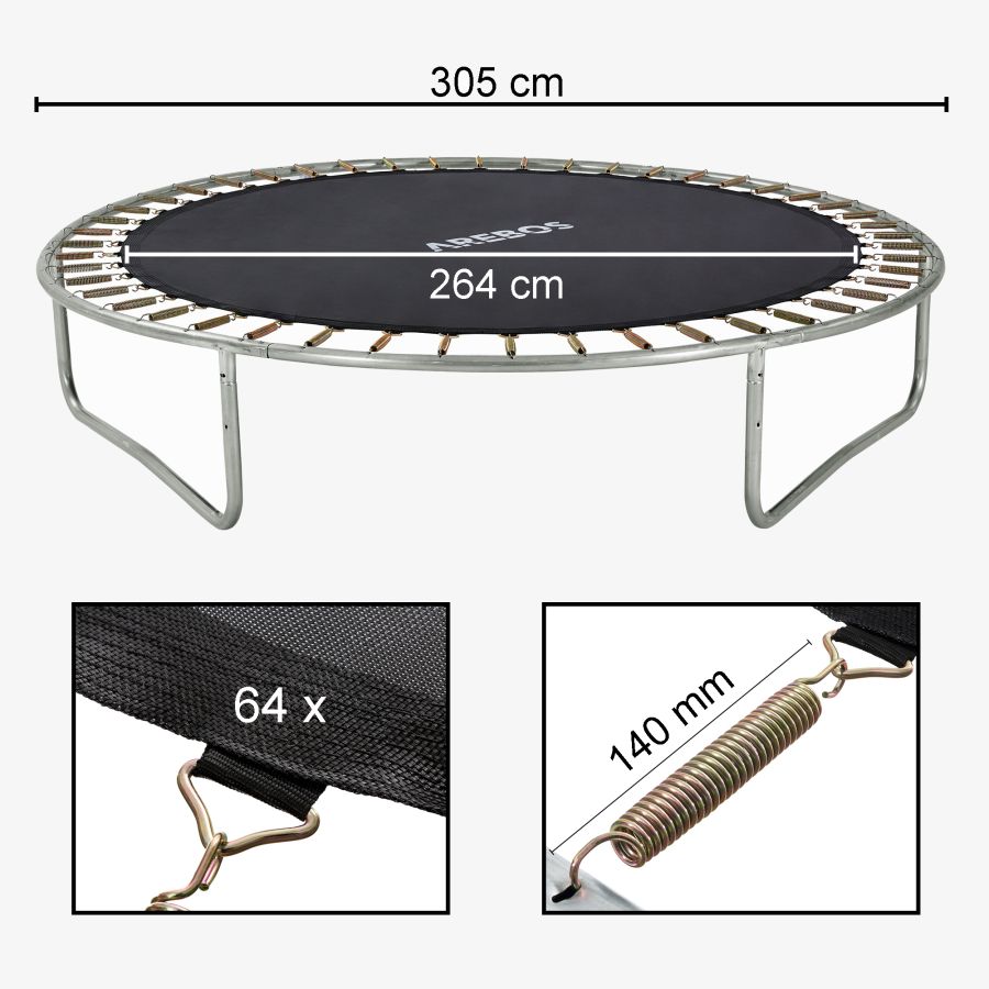 Trampoline springmat 305 cm 64 ogen 140 mm