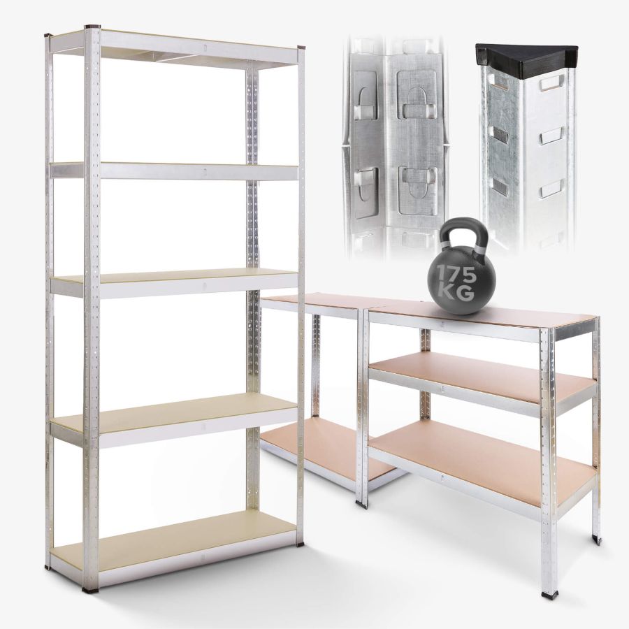 Rek voor zware lasten 180 x 90 x 40 cm 875 kg - zilver